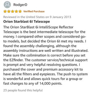 Orion starblast 6i IntelliScope review 