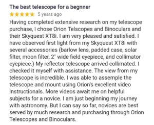 Orion SkyQuest XT8i IntelliScope Review 