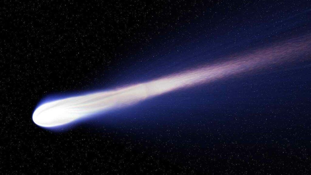 Comet flying through space 