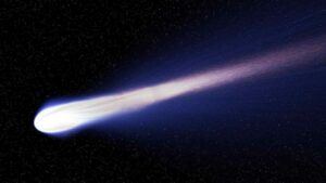 Comet flying through space