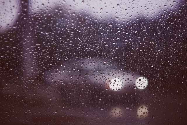 Dew on car window 