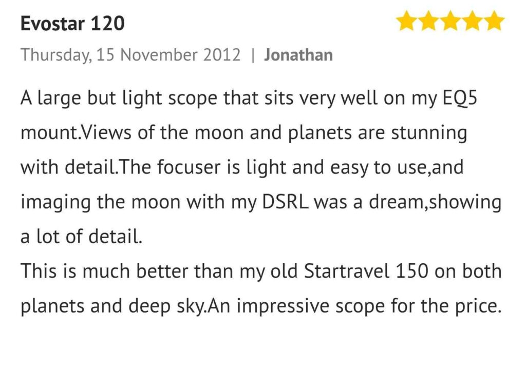 Skywatcher evostar 120 Review 